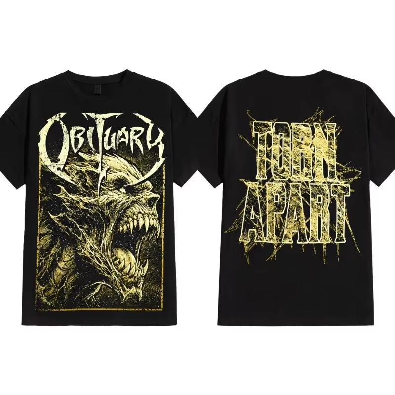

American Hip Hop Tshirt Mens Death Metal Obituary Streetwear Overszied Short Sleeves Y2k Heavy Cotton Clothing 4XL