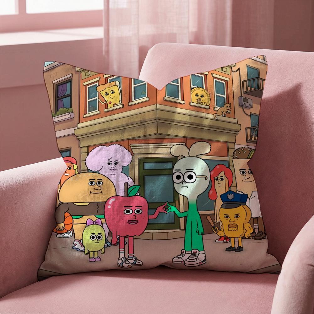Anime Food A-AppleS And OnionS Cushion Cover Multi-Scene Pillow Cover for Home & Car - Reversible, Soft & Durable for Daily Use