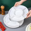 Dishwasher Safe Reusable Plastic Food Storage Tray Portable Round Divided Dinner Plate for Home Kitchen Use
