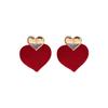 Red Flocking Love Simple High-end Earrings Retro New Atmosphere Earrings Fashionable Atmosphere Versatile Earrings