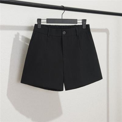 Damen Shorts Elastischer Hoher Bund Knopf Reißverschluss Sommer Anzugshorts mit Taschen Einfarbig Weitbeinshorts Alltagskleidung