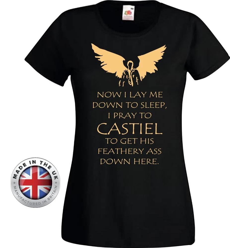 Supernatural Tshirt Castiel Feathery Ass T Shirt UnisexLadies Fitted Black S
