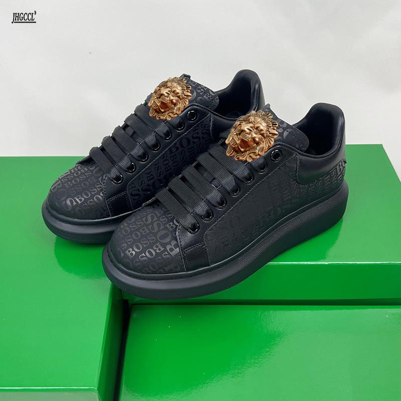 High-end genuine leather men's casual shoes with low heel, casual leather surface sports shoes, thick-soled men's shoes A1