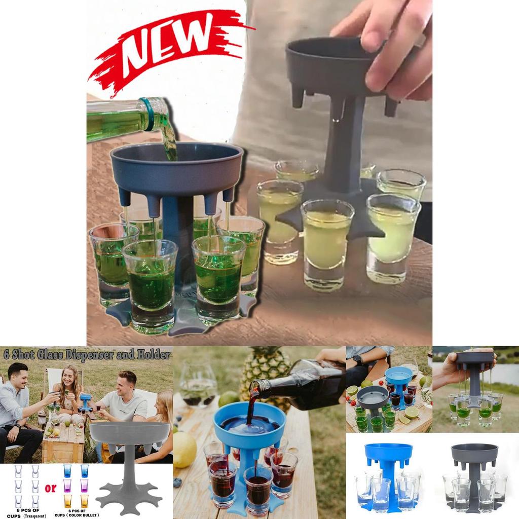 Unique 6 Shot Glass Dispenser And Carrier With Biodegradable Holder For Events