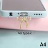 Phone Dust Plug Cute Bow Diamond Phone Accessory Pendant Decoration For Iphone Type-C Charging Interface