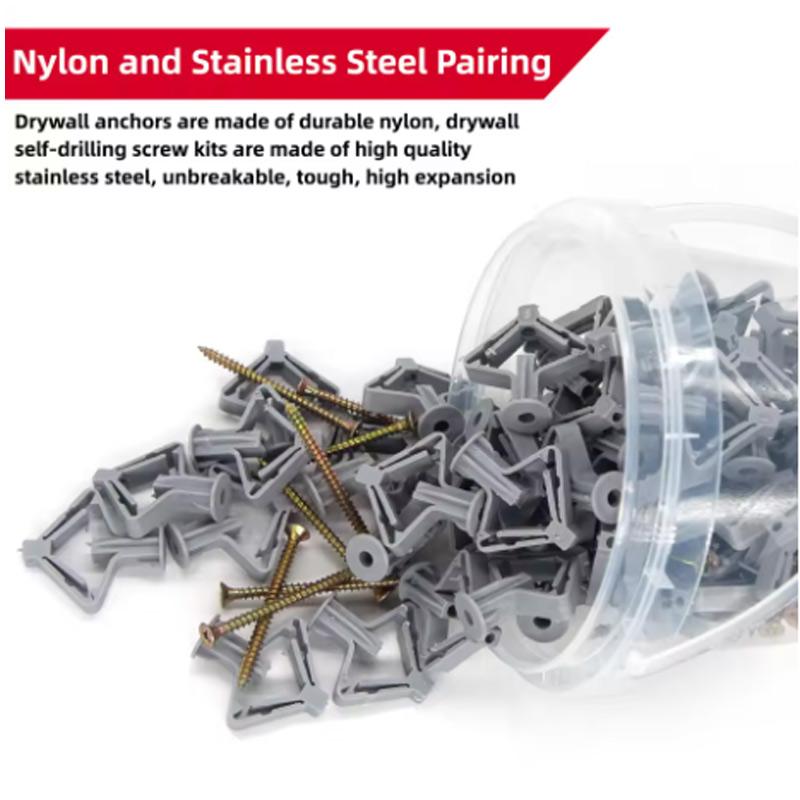 Butterfly Wall Anchors 100Pcs(50 Sets), Hollow Wall Expansion Tubes with Screws for Drywall & Plasterboard