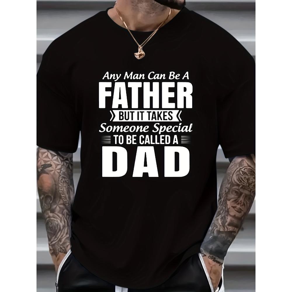 

European sizes Mens Short Sleeve T-Shirt - Breathable, Casual Summer Tee with CALLED A DAD Print - Perfect for Outdoor Activities and Everyday Wear 4XL чорний