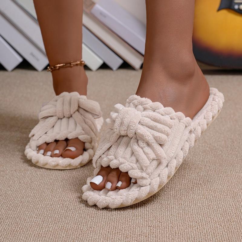 Fashion 2025 NEW Winter Women Cross Strap House Slippers Ladies Soft Concise Slides Females Home Solid Color Plush Flat Shoes