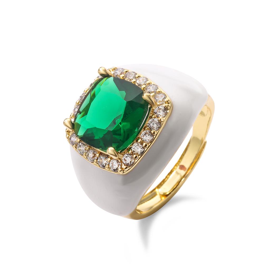 HECHENG, Mehrfarbiger Emaille-Öl-Tropfen-Zirkon Offener Ring für Damen Verstellbar Vergoldet Klobige Fingerringe Geschenk