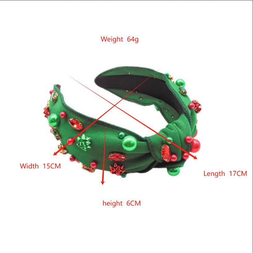 Bandeau de Noël avec Diamants Colorés Incrustés et Tissu à Nœud Central