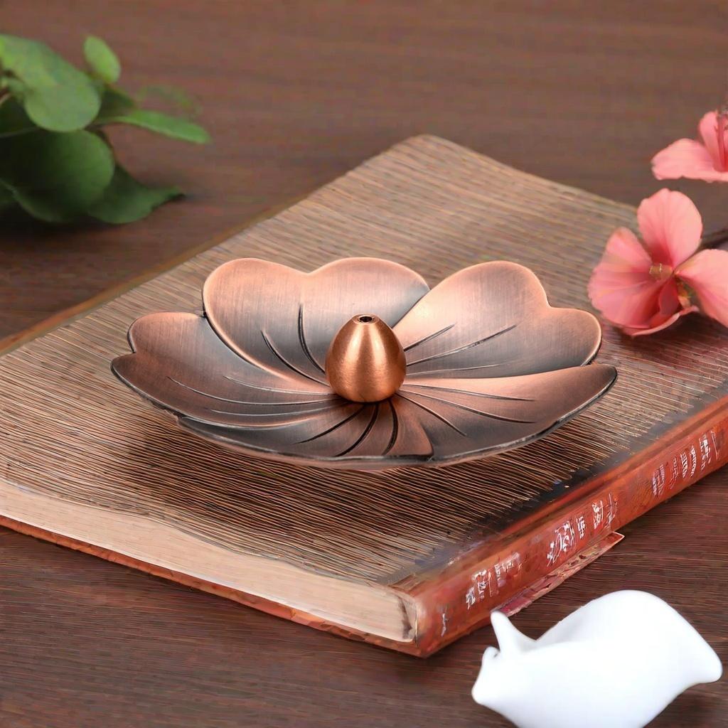 1pc Alloy Cherry Blossom Incense Holder Indoor Household Pan Incense Holder Stove Alloy Incense Holder