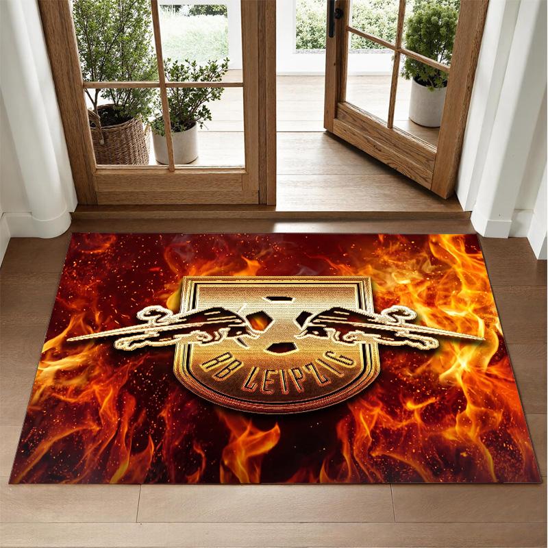 RB Leipzig Football Design Crystal Velvet Rug Soft Decorative Mat for Bedroom Entrance