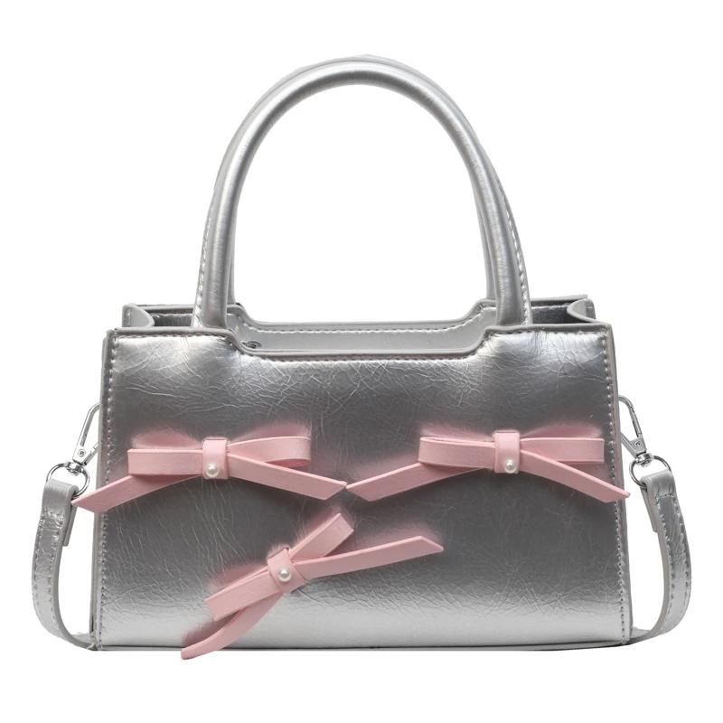Monochromatic PU shoulder bag for women  high-end arc  fashion pearl  crossbody bag
