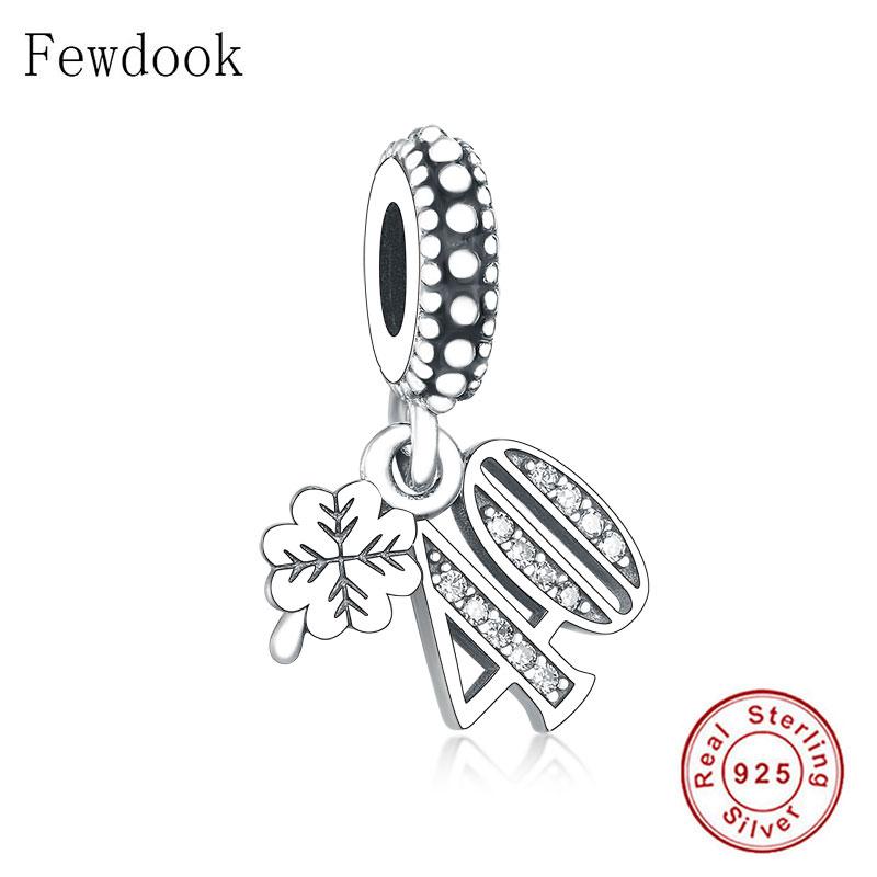 Fit Pan Charm Bracelet Authentic 925 Silver Alphabet & Numbers 18 21 50 60 Years Of Love Bead Making Berloque
