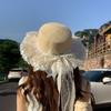 Flower Sun Hat Large Brim Wide Brim Hat Trendy Beach Cap  Seaside Vacation
