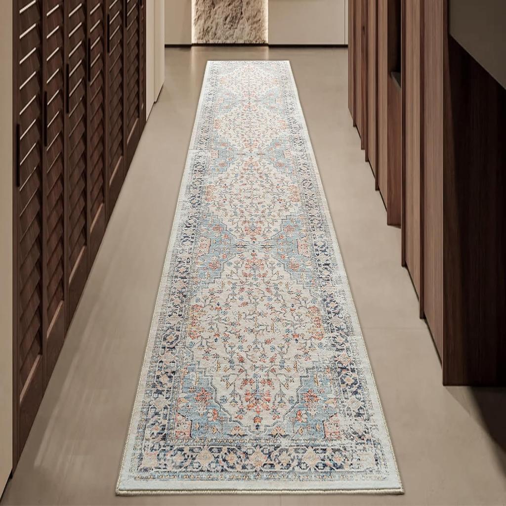 Boho 2x8 Hallway Runner Rug Non-Slip Washed Kitchen Rug Indoor Area Floor Mat Home Decor Laundry Room Bedroom Long Carpet