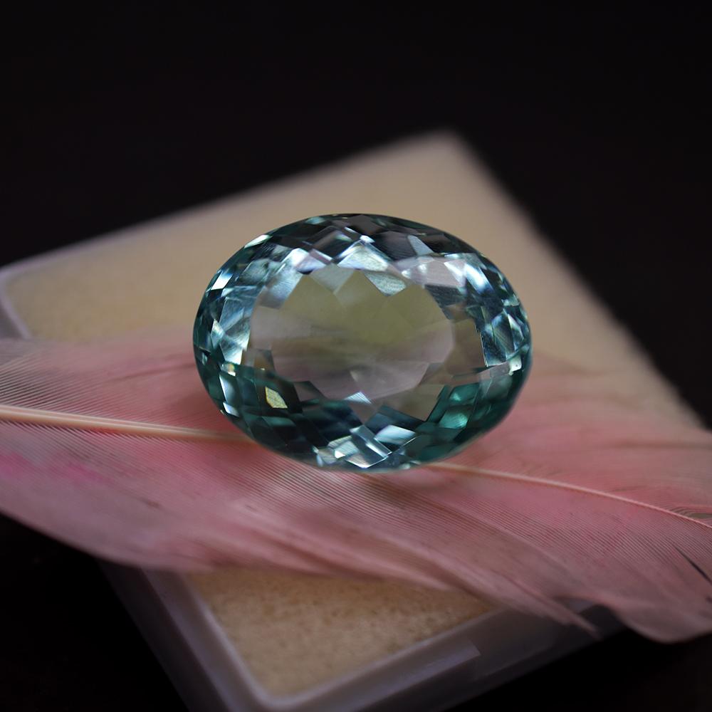AAA++ Natural Aquamarine 53.90 Ct Oval Enhance Ring Size Certified Gemstone My-671-k