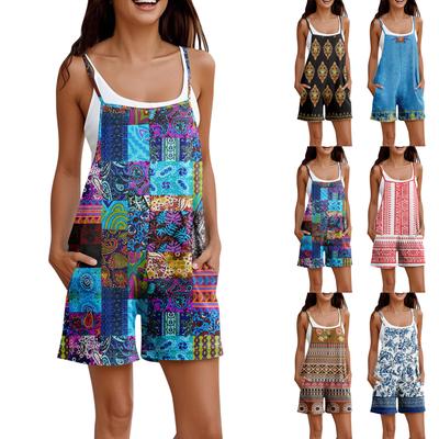 Rompers For Women Summer Casual Sleeveless Overall Comfy Loose Spaghetti Strap Romper Fashion Jumpsuit With Pockets