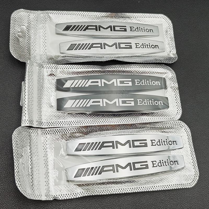 FUP1  2pcs 3d Metal Logo AMG Edition Emblem Sticker Car Fender Badge for Mercedes A B C E S ML GL W176 W177 W203 W204 W211 Accessories