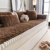 Winter Keep Warm Thickened Plush Sofa Cushion Anti Cat Scratch Non-slip Solid Color Soft Seat Cover Furniture Protector