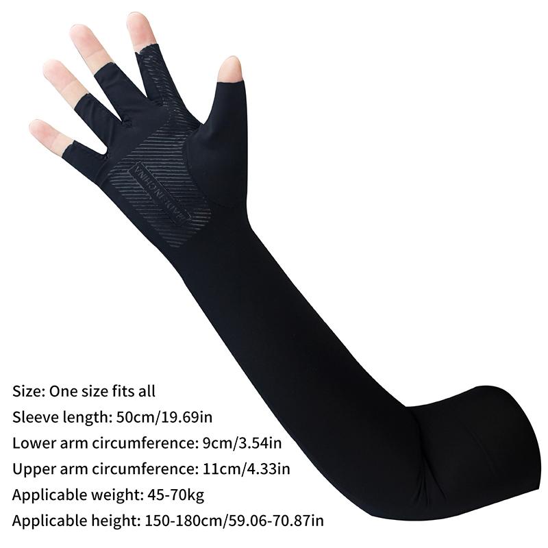 1Pair Sport Arm Sleeves Cycling Running Fishing Climbing Arm Cover Gloves Sun Uv Protection Ice Cool Sleeves With 5-Finger Cuff