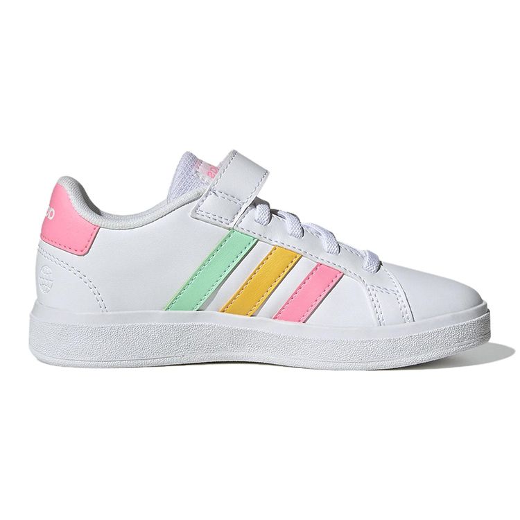 Adidas Grand Court 2.0 Little Kid White Multi-Color Kids Sneakers Cloud-White Pulse-Mint Beam-Pink HP8913