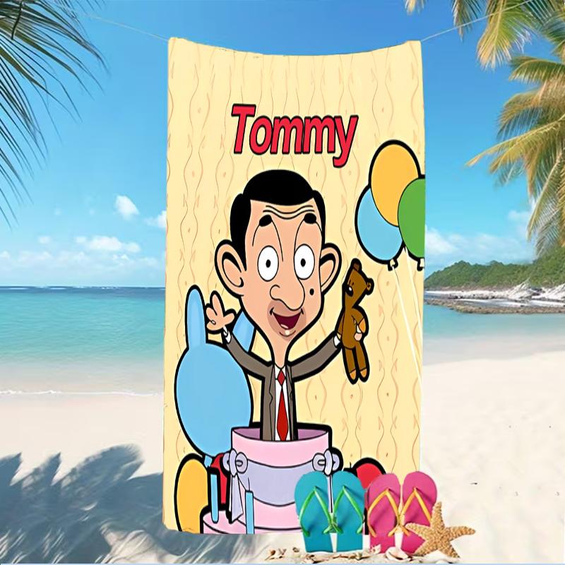 Customizable personalized beach towels Mr. Bean themed designs.Suitable for the beach, yoga, sports;ideal as beach accessories