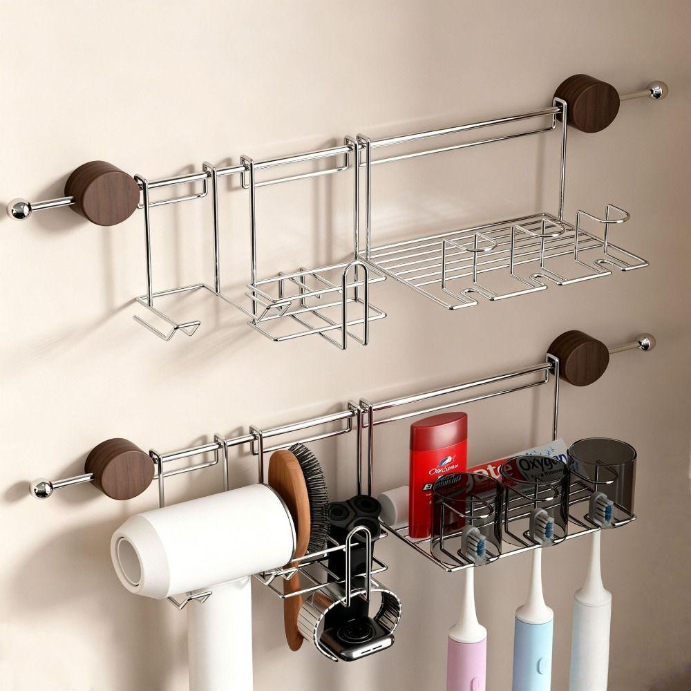 Waterproof Suction Cup Bathroom Shelf Luxury Style Wall Mount Storage Holder Cosmetics Storage