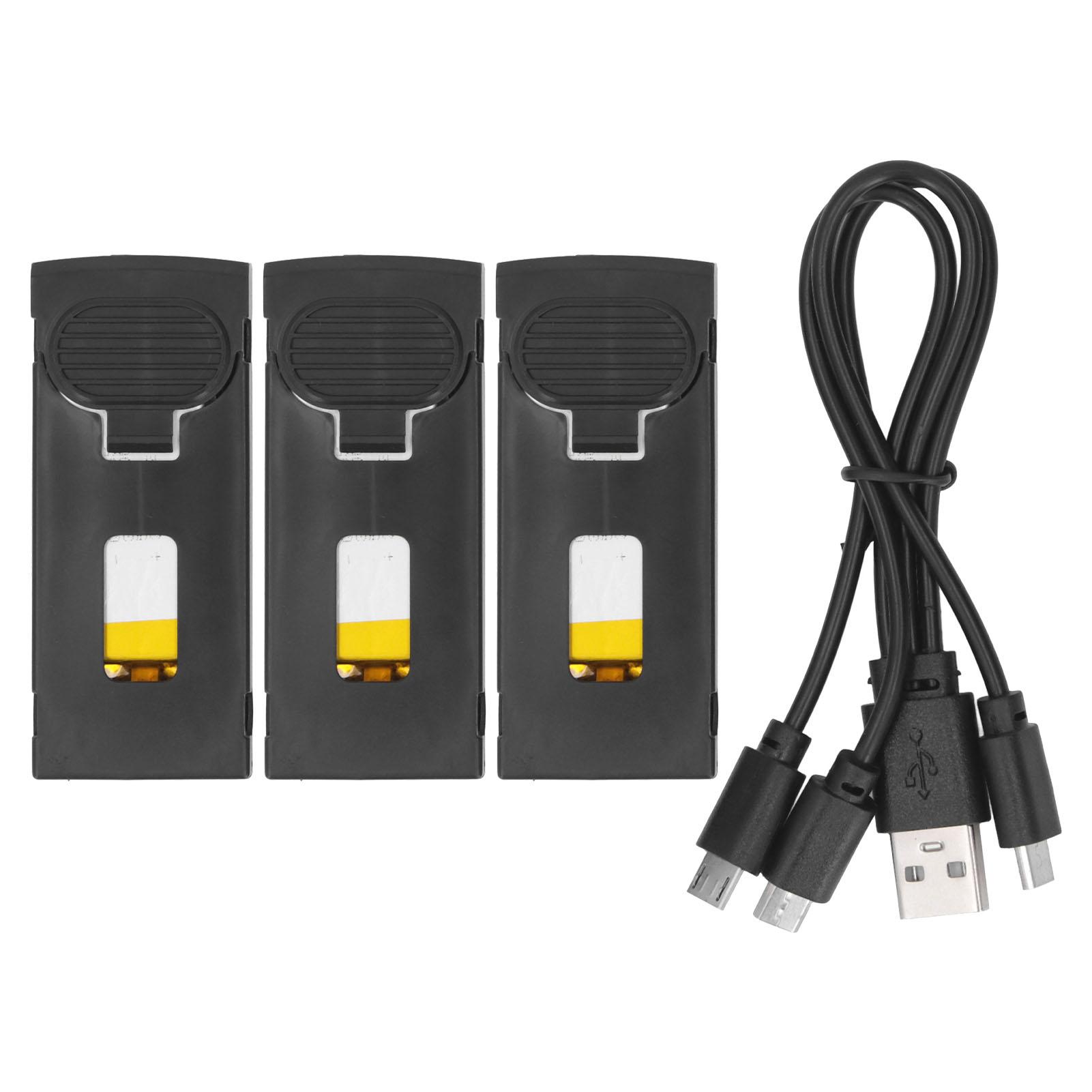 

3Pcs Drone Battery Pack 1800mah 3.7V Lithium Set Replacement with Charging Cable for 811 Remote Control Aircraft