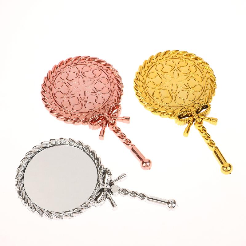Portable Vintage Handheld Makeup Mirror Hand Hold Round Cosmetic Mirrors European Style Noble Ancient Court Mirror Beauty Tool