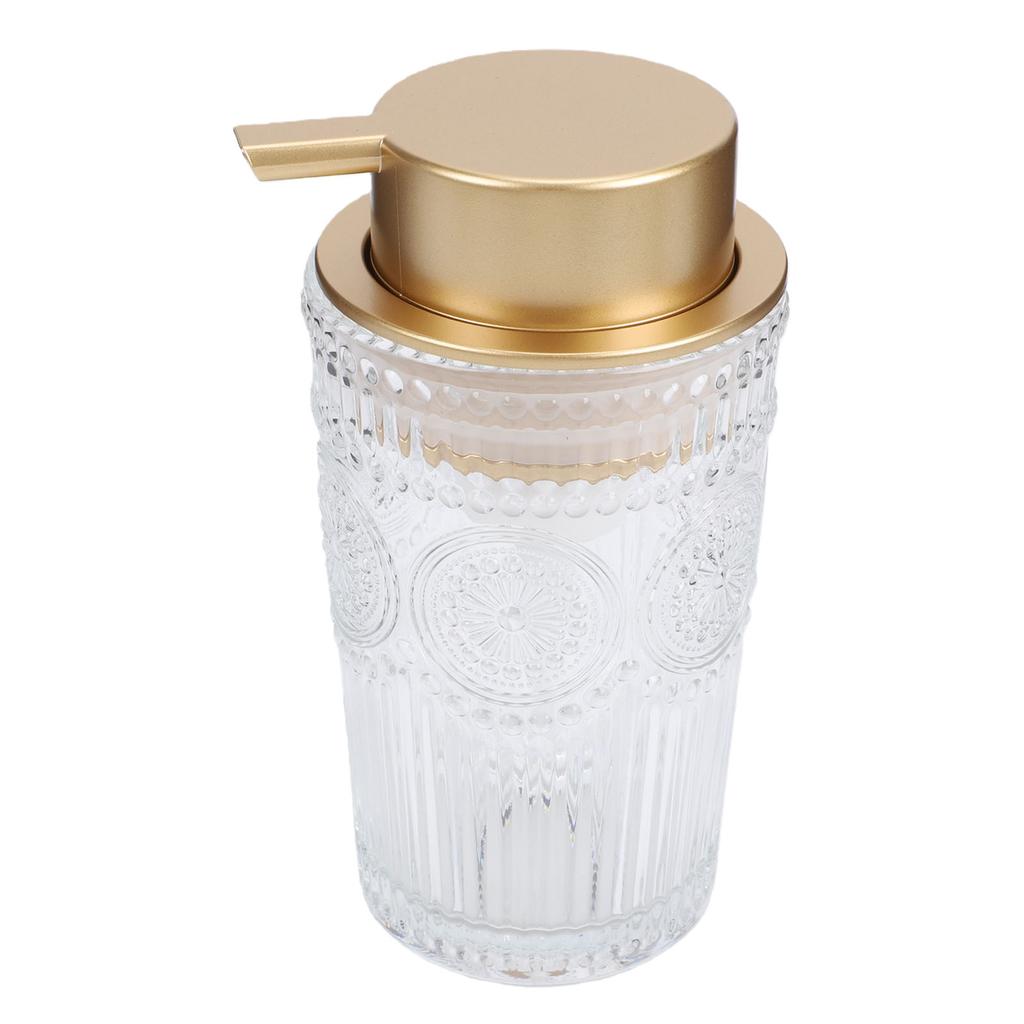 Dispenser per Sapone Liquido Schiumogeno in Vetro Vintage a Coste Bottiglia con Pompa Schiumogena in Vetro Ricaricabile con Ampia Apertura Dispenser per Sapone Schiumogeno