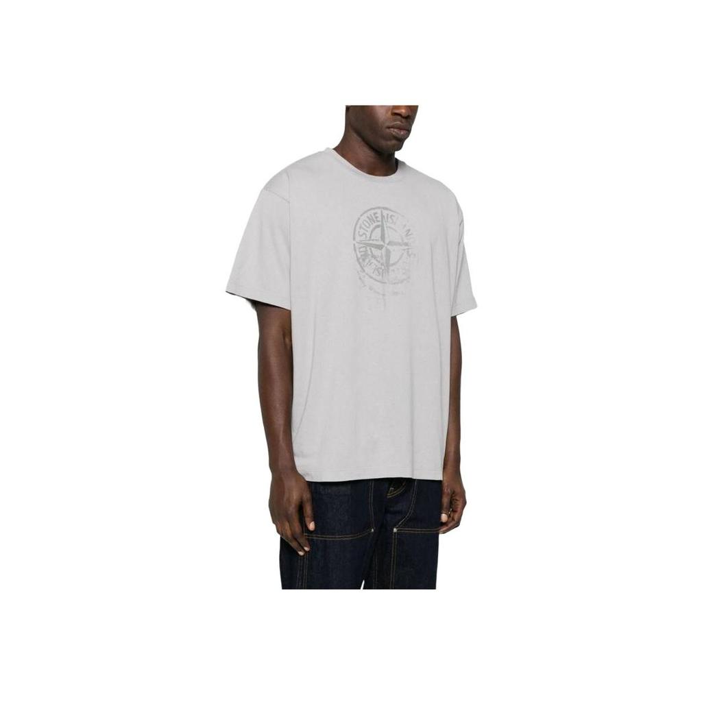 STONE ISLAND Ss24 Solid Color Compass Logo Printed Crew Neck Short Sleeve T-Shirt Men Tops Gray 80152RC87-V0064