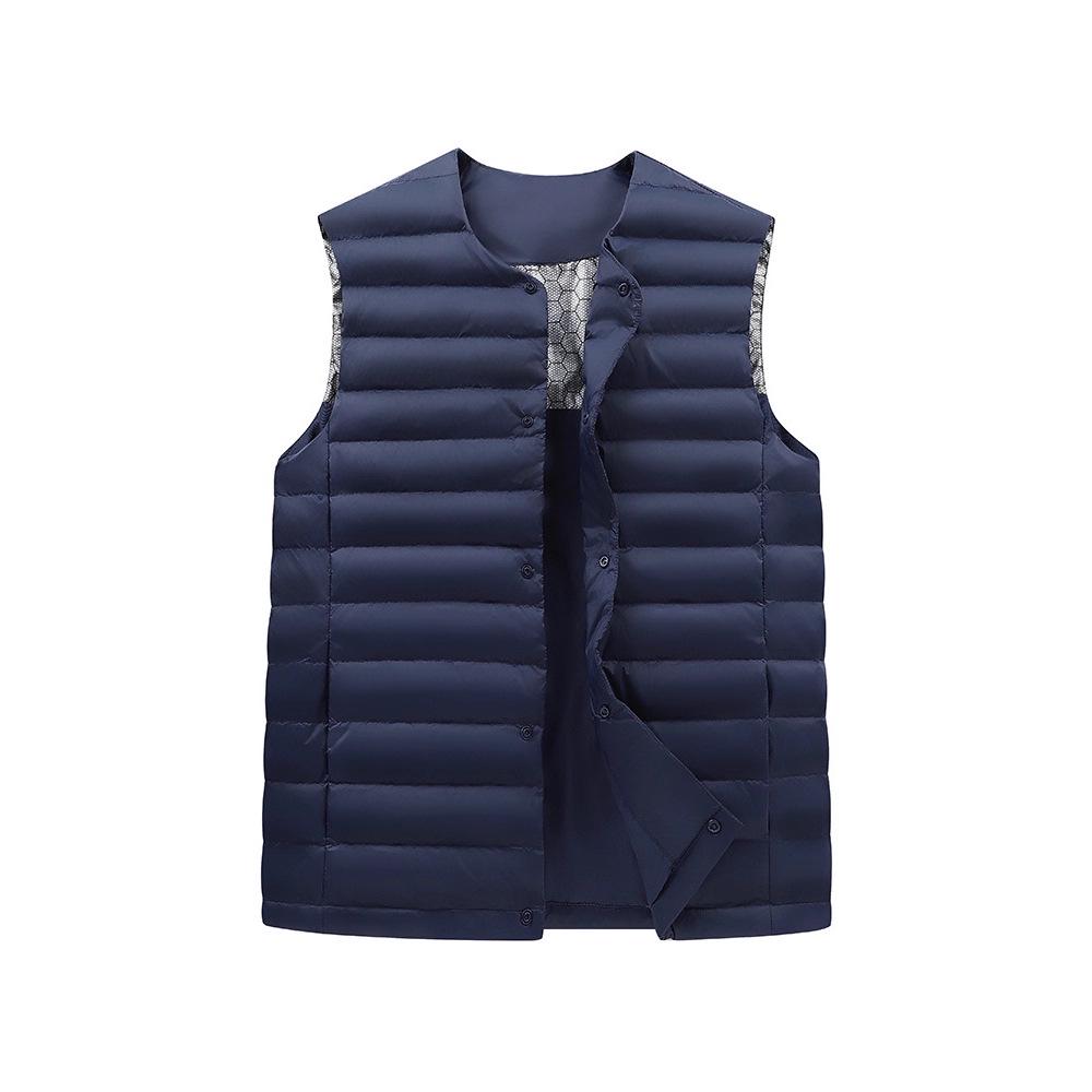 2025 Winter Men's Convertible Round/V-Neck White Duck Down Short Vest