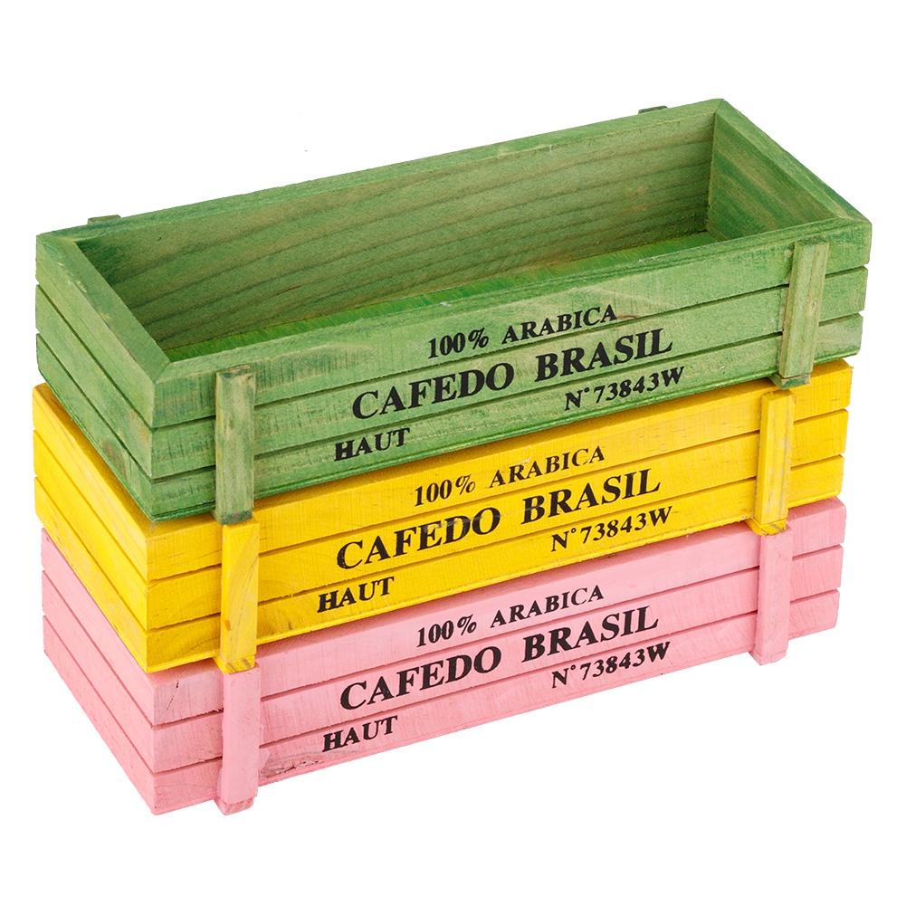 3pcs Home Office Desktop Wooden Succulent Flower Garden Plant Pot Storage Box Decoration