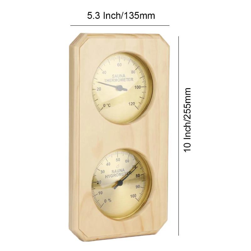 Wood Sauna Thermometer & Hygrometer Wall-Mounted Spa Accessory Mechanical No Battery Required - For Family Hotel Sauna Steam