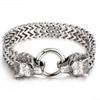 Stainless Steel Retro and Individual Viking Wolf Head Bracelet - Wolf Head Personality Trendy Accessories for Men