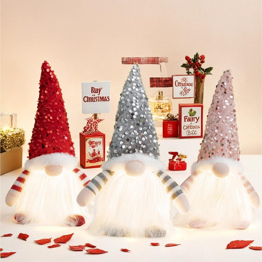 Luminous Gingerbread, No-Face, and Rudolph Christmas Ornament Dolls