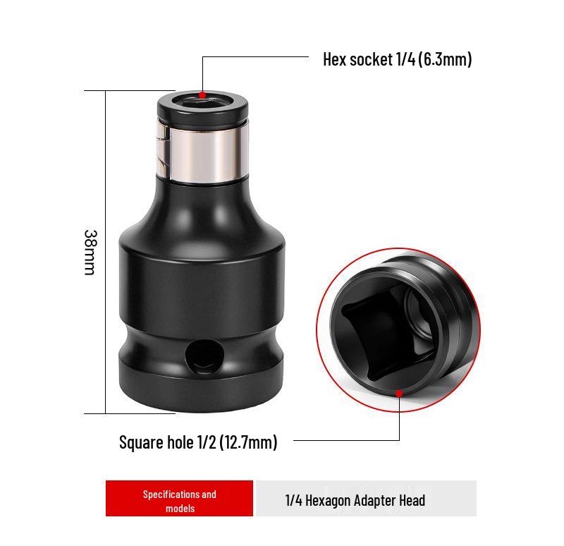 Electric Drill Bit Adapter: 1/2 to 1/4" Telescopic Wrench Extension Bar