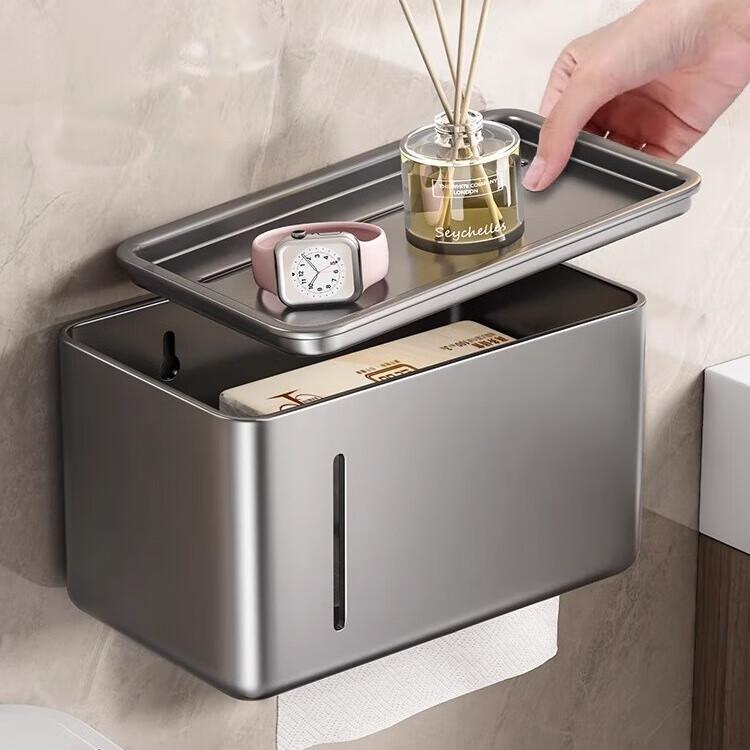 Baihan Bathroom Tissue Box, Toilet Paper Holder, Toilet Paper Dispenser, Paper Towel Rack, No Drilling Required, Bathroom Accessory