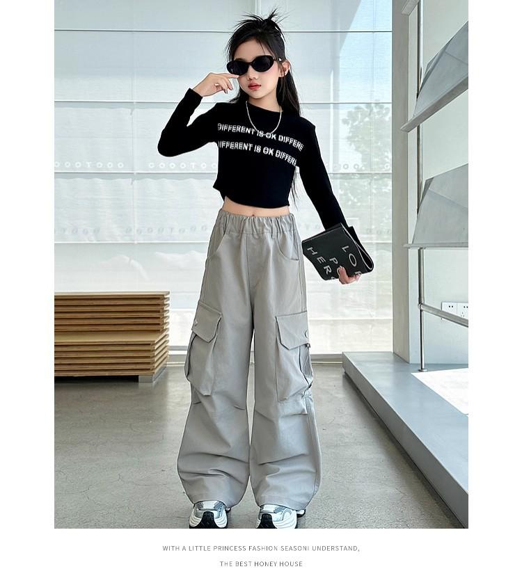 Mädchen Cargo Hose - 2025 Neuer Stil Frühling & Herbst, Lockeres gerades Bein für mittlere & große Kinder, Ideal für Tanz & Sommerbekleidung.