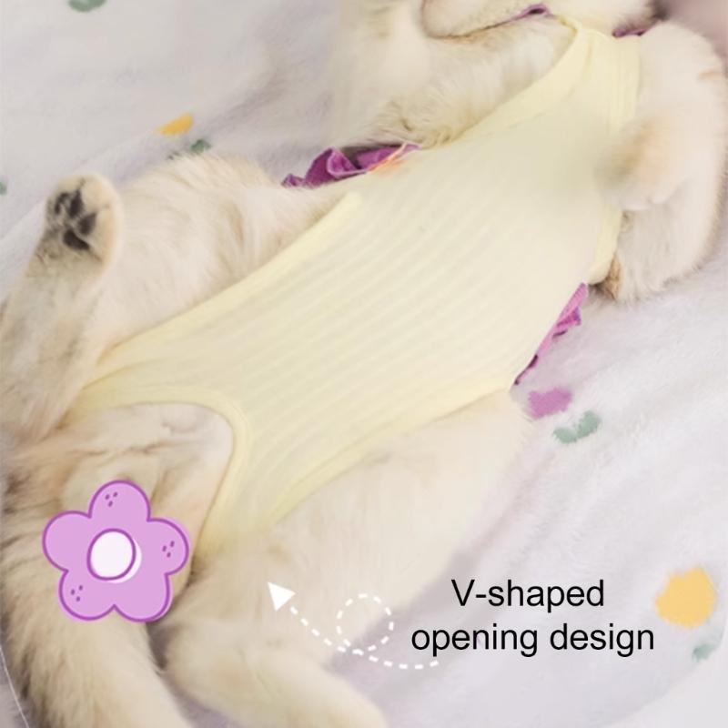 Adjustable Cats Recovery Jumpsuit Cotton Protective Garment Prevents Licking Promotes Healing For Spayed Female Cats