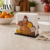 Fall Home Kitchen Accessories Thanksgiving Solid Wood Napkin Holder, Harvest Gnome Scarecrow Turkey Tissue Cute Pattern Table Ornament Dispenser,