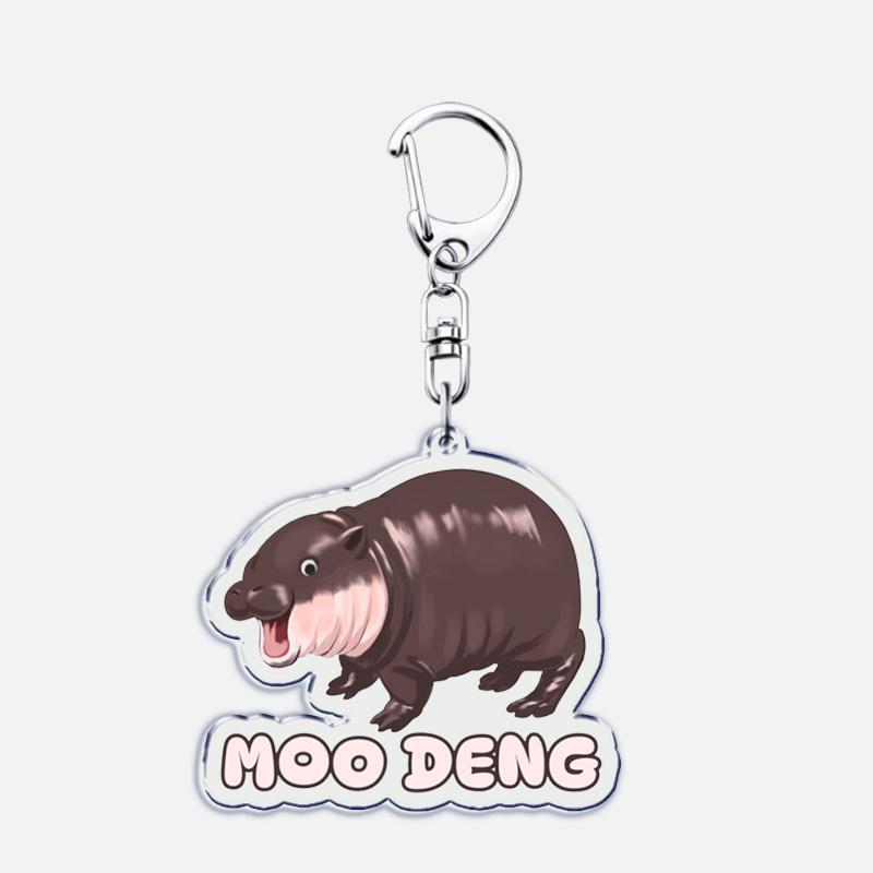 Funny Baby Hippo Cute Keychains Keyring for Accessories Bag Moo Deng Meme Pendant Keyring Jewelry Fans Gifts