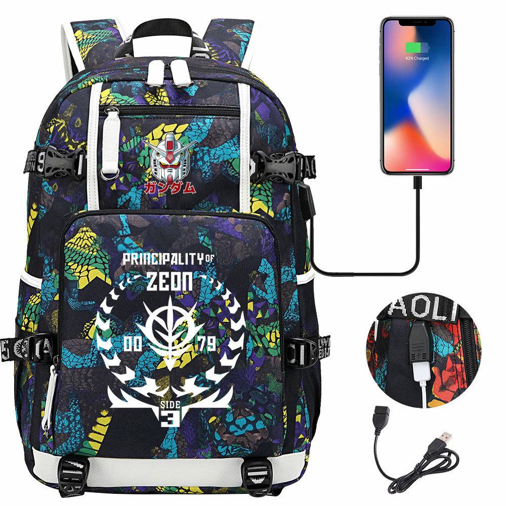 Nuovo Zaino Scolastico Stampato Mobile Suit Gundam per Studenti Adolescenti Uomo Donna Zaino da Viaggio Grande Capacità per il Tempo Libero