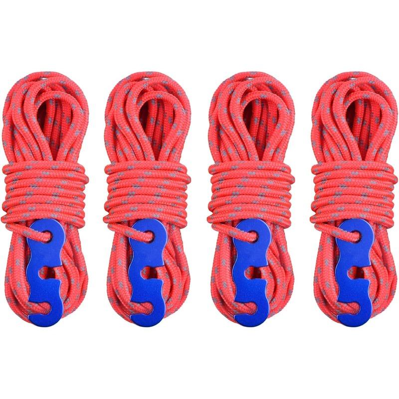 Guy Ropes 3mm Paracord Reflective Cord Guyline Nylon Rope with Tensioners for Outdoor Camping Hiking Awning Tent