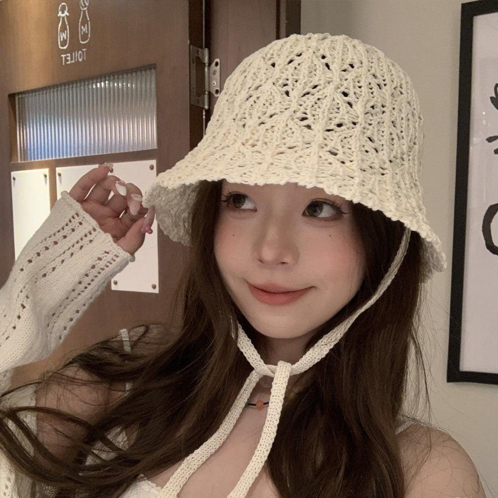 Summer Fisherman Cap Hollow Basin Cap Trendy Weaving Cap  Ladies