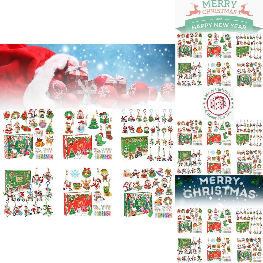 Colorful Acrylic Christmas Gift Blind Box Diy Diamond Painting Keychain Set 15 Pieces