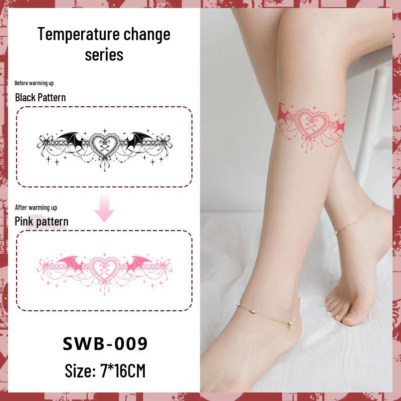 Temperature-Sensitive Succubus Finger Color-Changing Waterproof Tattoo Sticker - Cute Cartoon Design
