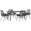 VidaXL Garden Dining Set and Cushions 5 Pcs Black Rattan Glass 3334565