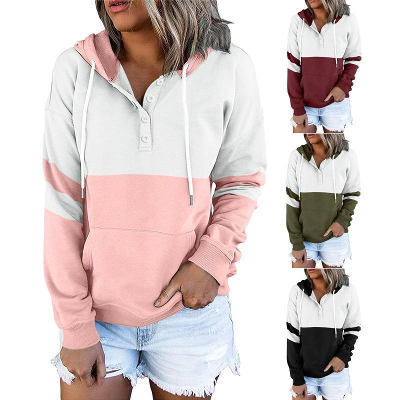 

Women s Pullover Hoodies Tops Casual Button Down Long Sleeve Pocket Sweatshirts